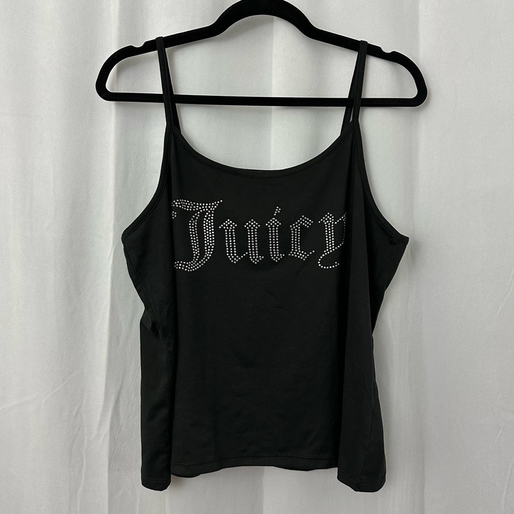 Juicy Couture Rhinestone Black Pajama Tank Top & Short Set Womens Size Large